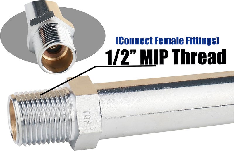 WHK Brass 12" Frost Proof Outdoor Faucet, Anti-Siphon Sillcock, Polished Chrome, 1/2" MIP x 3/4" Hose Bibb - Image 4